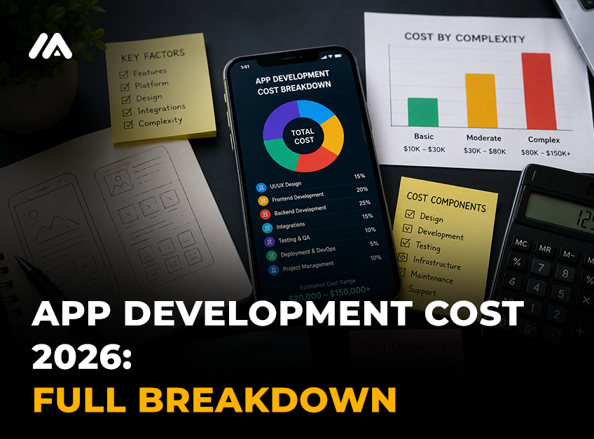 App development cost 2026 breakdown showing mobile app pricing features complexity backend integrations and total cost by M TECHUB LLC
