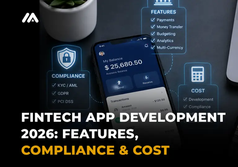 FinTech app development in 2026 showing secure mobile banking payments KYC compliance dashboards and digital wallet features by M TECHUB LLC