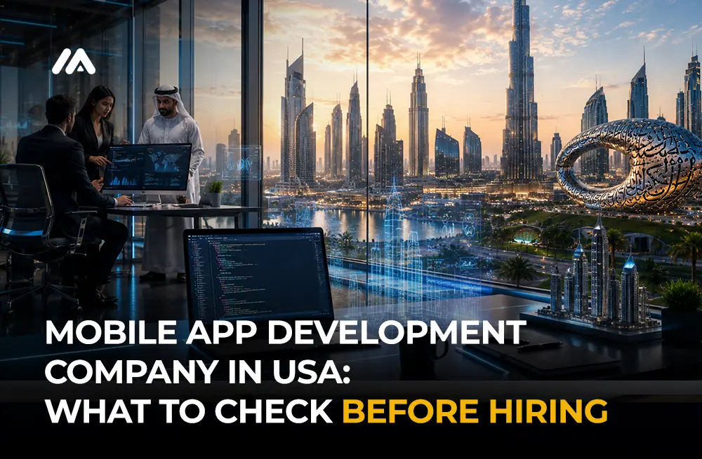Software development company in Dubai guide showing app development cost UAE regulations free zones Arabic support and hiring checklist by M TECHUB LLC